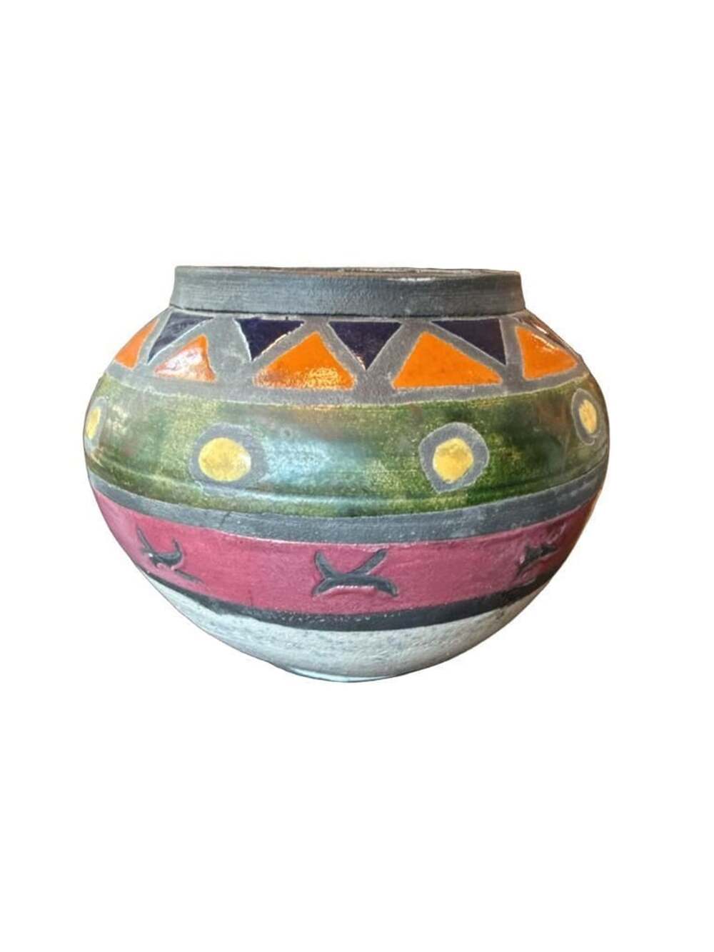 Vintage Southwestern Hand Painted Ceramic Pot Vase